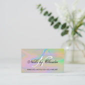 Classy holographic glitter elegant script busjes visitekaartje (Staand voorkant)