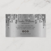 Classy holographic glitter elegant script busjes visitekaartje (Achterkant)