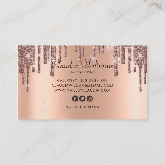 Classy holographic glitter elegant script busjes visitekaartje (Achterkant)