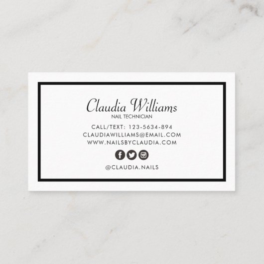 Classy holographic glitter elegant script busjes visitekaartje (Achterkant)