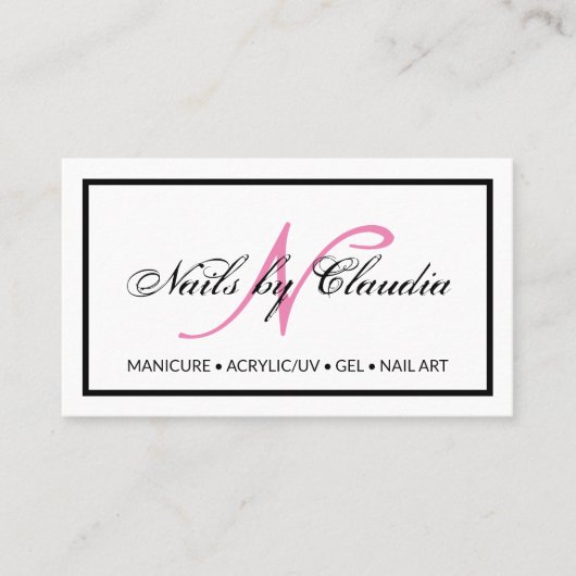 Classy holographic glitter elegant script busjes visitekaartje (Voorkant)