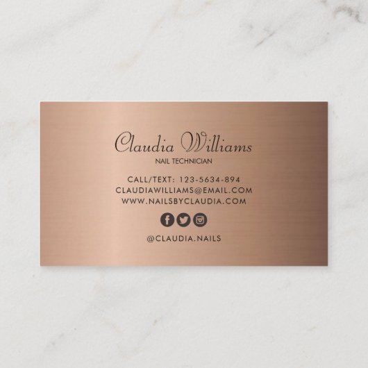 Classy holographic glitter elegant script busjes visitekaartje (Achterkant)