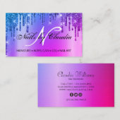 Classy holographic glitter script visitekaartje (Voorkant / Achterkant)