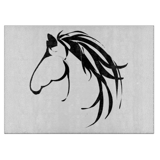 Classy Horse Head Logo Paardensport Fan Snijplank (Voorkant)