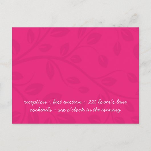 Classy Hot Pink bruiloft uitnodiging (Achterkant)