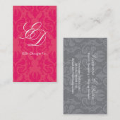 Classy Hot Pink Damask Visitekaartje (Voorkant / Achterkant)