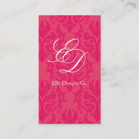 Classy Hot Pink Damask Visitekaartje (Voorkant)