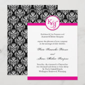 Classy Hot Pink Damask Wedding Sjabloon Kaart (Voorkant / Achterkant)