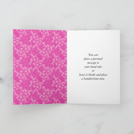 Classy Hot Pink en Black Holiday Photo Card Feestdagen Kaart (Binnen)