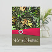 Classy Hot Pink Hunting Camo Wedding Invitations Kaart (Staand voorkant)