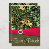 Classy Hot Pink Hunting Camo Wedding Invitations Kaart (Voorkant / Achterkant)