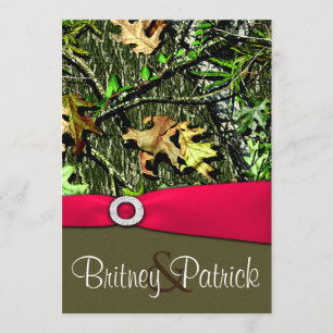 Classy Hot Pink Hunting Camo Wedding Invitations Kaart