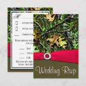 Classy Hot Pink Hunting Camo Wedding RSVP-kaarten RSVP Kaartje (Voorkant / Achterkant)