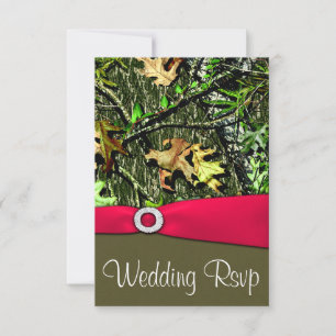 Classy Hot Pink Hunting Camo Wedding RSVP-kaarten RSVP Kaartje