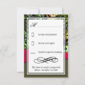 Classy Hot Pink Hunting Camo Wedding RSVP-kaarten RSVP Kaartje (Achterkant)