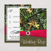 Classy Hot Pink Hunting Camo Wedding RSVP-kaarten RSVP Kaartje (Voorkant / Achterkant)