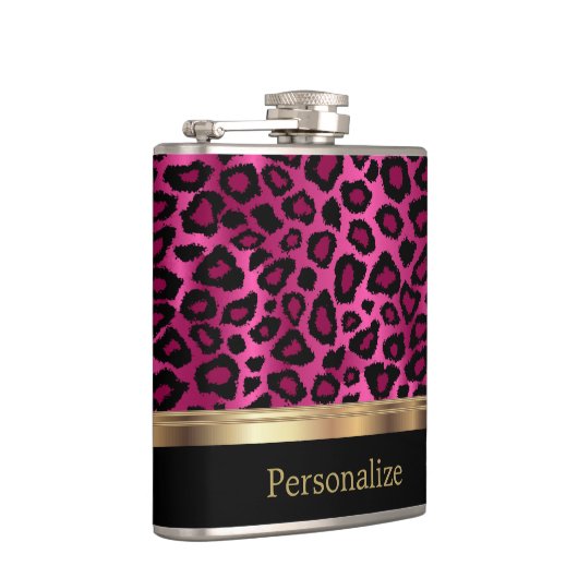 Classy Hot Pink Leopard Animal Print Heupfles (Rechts)