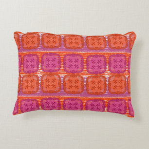 Classy Hot Pink Oranje Mix Square Print Decoratief Kussen
