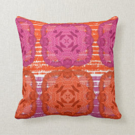 Classy Hot Pink Oranje Mix Square Print Kussen