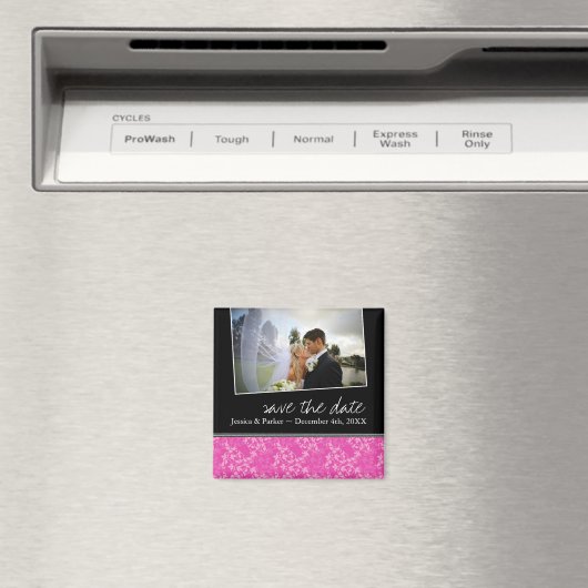 Classy Hot Pink Save the Date Magneet (Insitu (Vaatwasser))