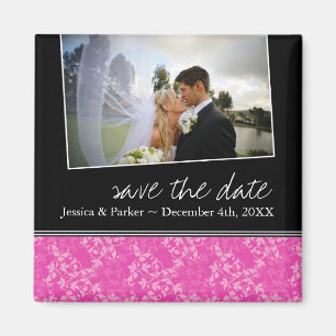 Classy Hot Pink Save the Date Magneet