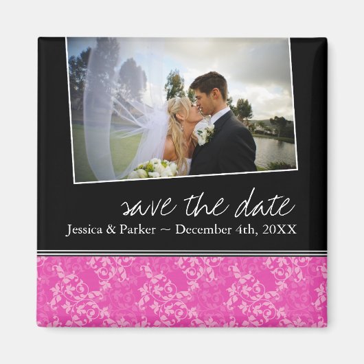 Classy Hot Pink Save the Date Magneet (Voorkant)