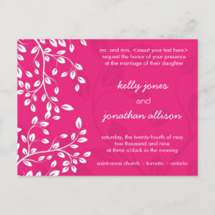 Classy Hot Pink Weddenschap Uitnodiging Briefkaart