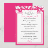 Classy Hot Pink Wedding Sjabloon Kaart (Voorkant / Achterkant)