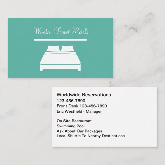 Classy Hotel Travel Business Cards Visitekaartje (Voorkant / Achterkant)