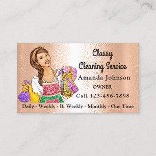 Classy House Cleaning Service Maid Glitter Girl Visitekaartje