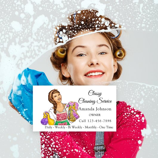 Classy House Cleaning Service Maid Glitter Girl Visitekaartje