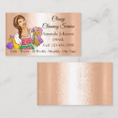 Classy House Cleaning Service Maid Glitter Roos Visitekaartje (Voorkant / Achterkant)