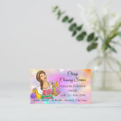 Classy House Cleaning Service Maid Holographic Visitekaartje (Staand voorkant)