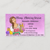 Classy House Cleaning Service Maid Paars Gllitte Visitekaartje (Voorkant)