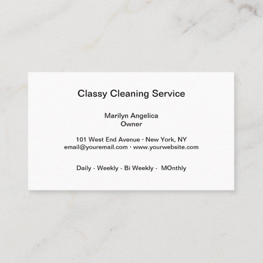 Classy House Cleaning Service Visitekaartje (Achterkant)