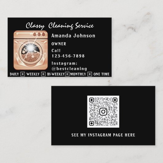 Classy House Cleaning Services Maid Laundy QR Code Visitekaartje (Voorkant / Achterkant)