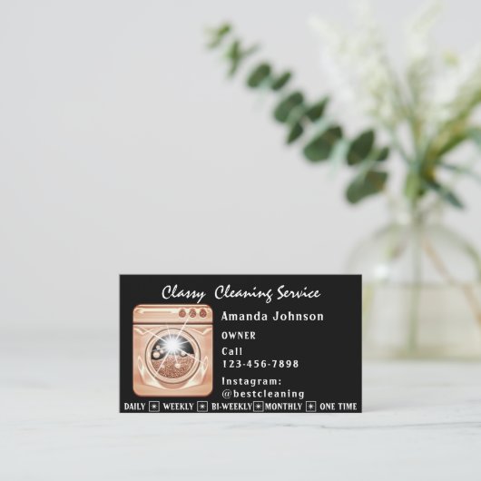 Classy House Cleaning Services Maid Laundy QR Code Visitekaartje (Staand voorkant)
