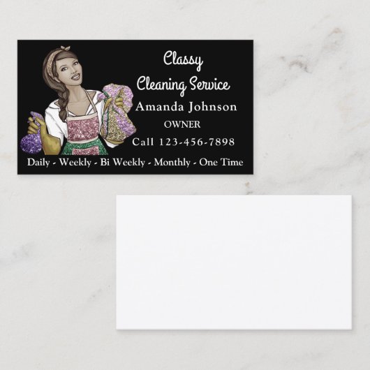 Classy House Kantoor Cleaning Service Maid Black Visitekaartje (Voorkant / Achterkant)