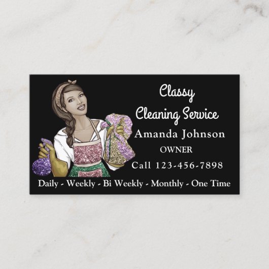 Classy House Kantoor Cleaning Service Maid Black Visitekaartje (Voorkant)