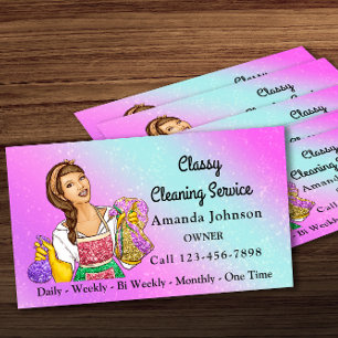 Classy House Kantoor Cleaning Service Maid Glitter Visitekaartje