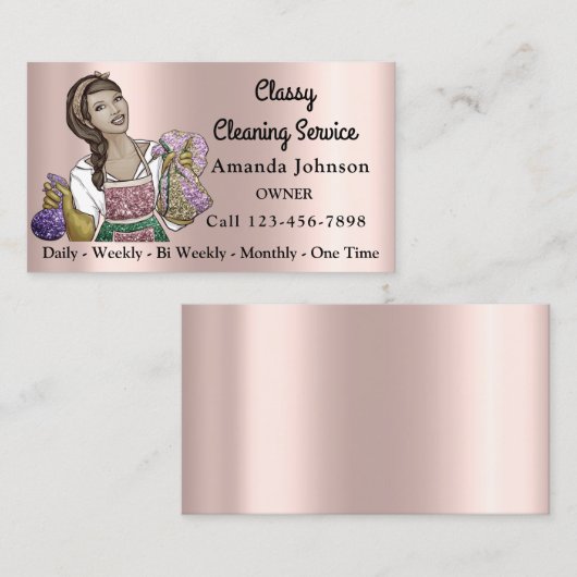 Classy House Kantoor Cleaning Service Maid Roos Visitekaartje (Voorkant / Achterkant)