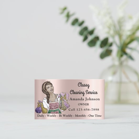 Classy House Kantoor Cleaning Service Maid Roos Visitekaartje (Staand voorkant)