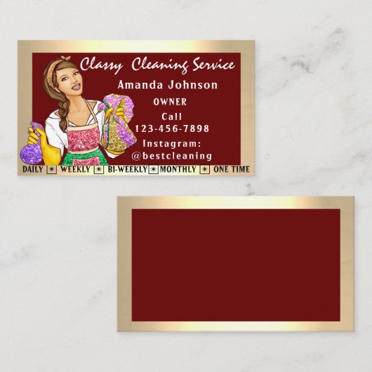 Classy House Kantoor Cleaning Services Maid Golden Visitekaartje (Voorkant / Achterkant)