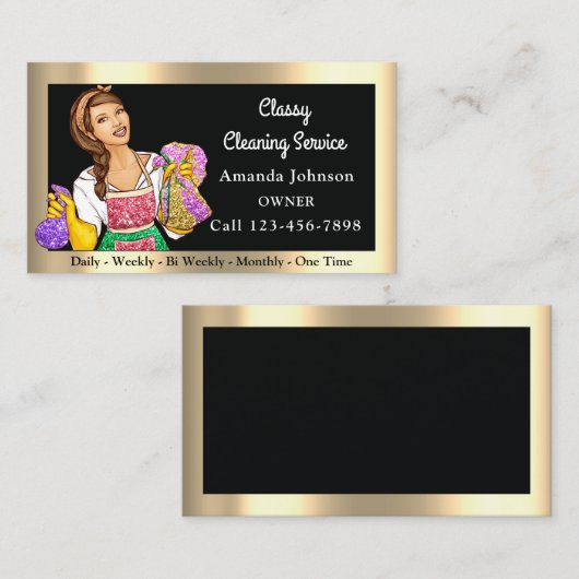 Classy Huis Kantoor Schoonmaak Service Maid ingeli Visitekaartje (Voorkant / Achterkant)