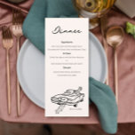 Classy huwelijksmenu met net getrouwde tekening menu<br><div class="desc">Ons huwelijksmenu "Classy Just Married Car" voegt een elegante touch toe aan uw huwelijksreceptie. De schetstekening van een "Just Married"-auto roept een gevoel van tijdloze romance en feestvreugde op en zet de toon voor een gedenkwaardige gebeurtenis. Dit huwelijksmenu is ontworpen met verfijning in gedachten, waardoor het een perfecte pasvorm is...</div>