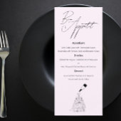 Classy huwelijksmenu met schetstekening menu