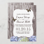 Classy Hydrangea Flowers Wood Background Wedding Kaart (Voorkant / Achterkant)