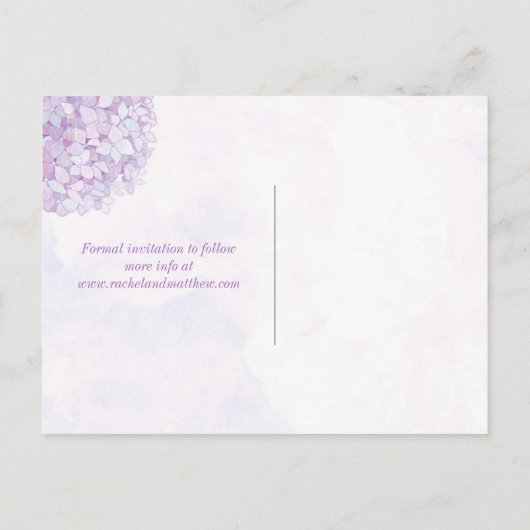 Classy Hydrangea trouwfoto Save the Date Aankondigingskaart (Achterkant)