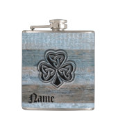 Classy Iers met geluk gepersonaliseerd in shamroc Heupfles (Voorkant)