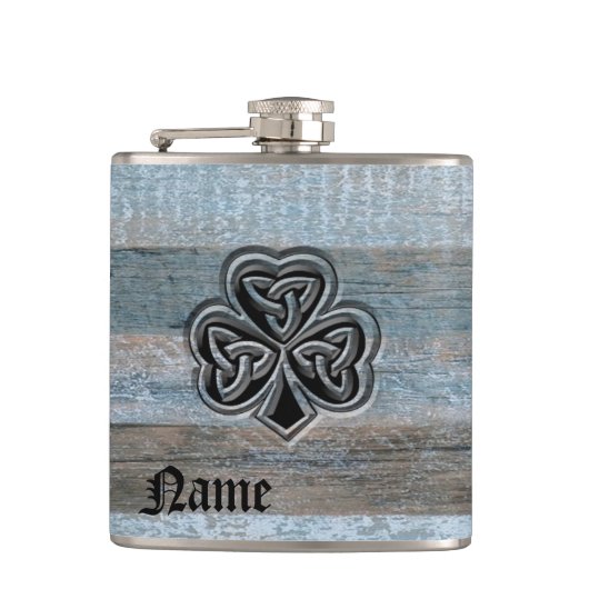 Classy Iers met geluk gepersonaliseerd in shamroc Heupfles (Voorkant)